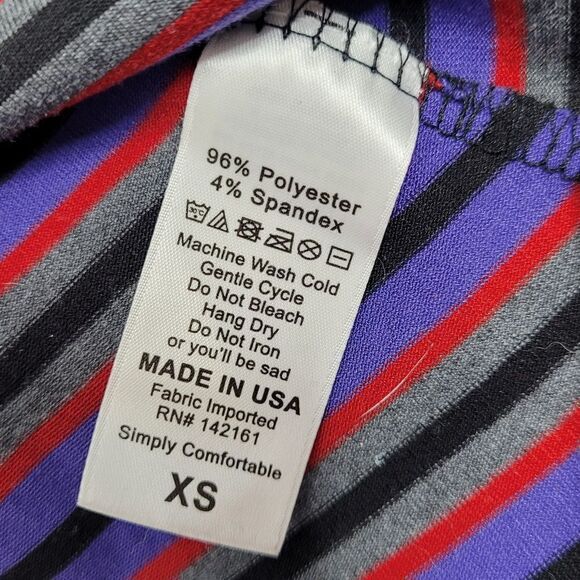 LULAROE Maurine dress flare sleeves striped ruffled 3/4 sleeve XS‎ - Picture 4 of 10